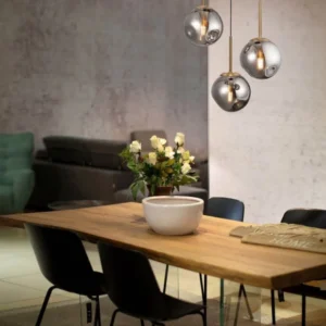 Spada Pendelleuchte 3-flammig Ø 40cm Gold, Schwarz, Rauch - moderne Pendelleuchte über dem Esstisch