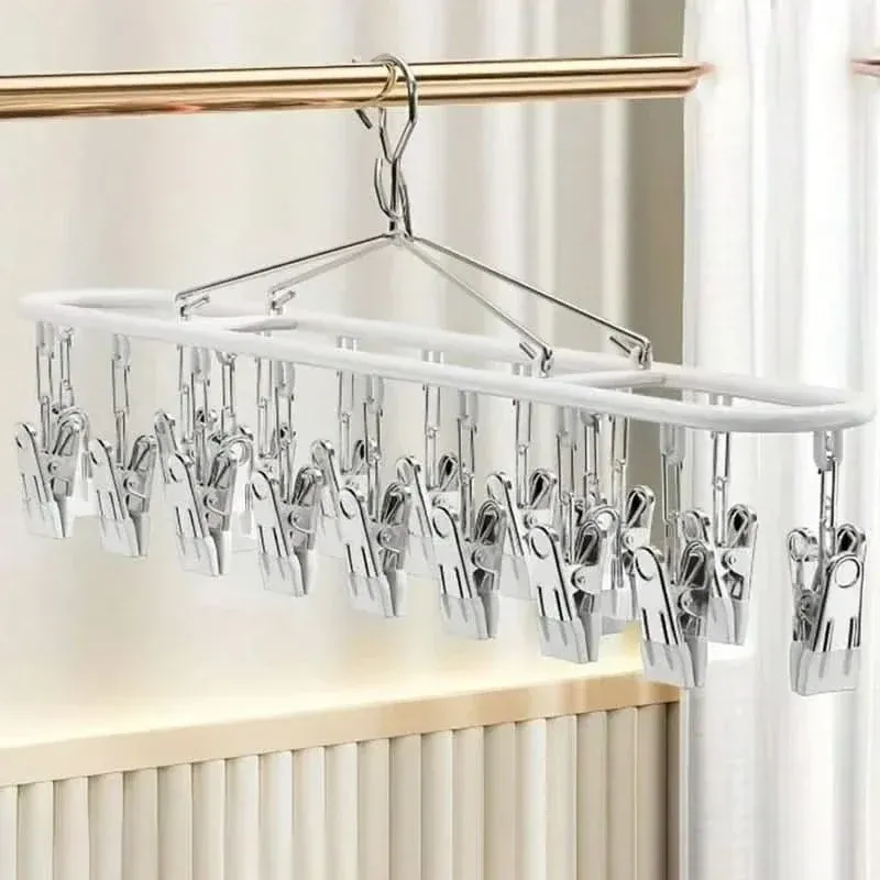 Stainless Steel Clothes Drying Rack with Windproof Hook - Space-Saving Laundry Rack 2
