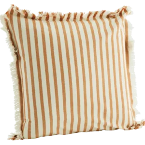 Gestreiftes Kissenbezug mit Fransen, honey 50 x 50 cm
