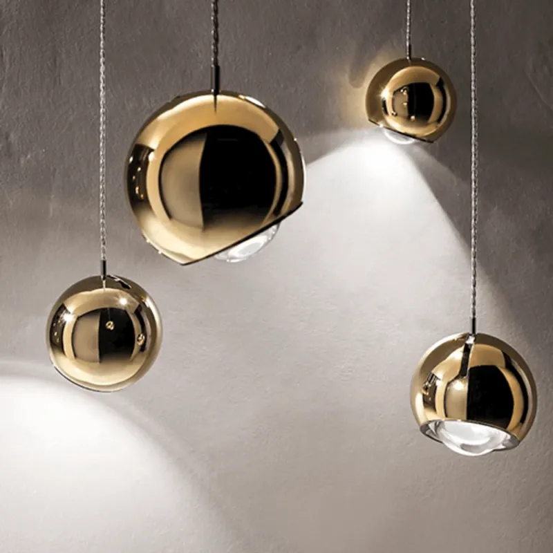 Lodes Spider LED Hängelampe verstellbar (ohne Baldachin) in Gold, moderne kugelförmige Pendelleuchte mit richtbarem Licht