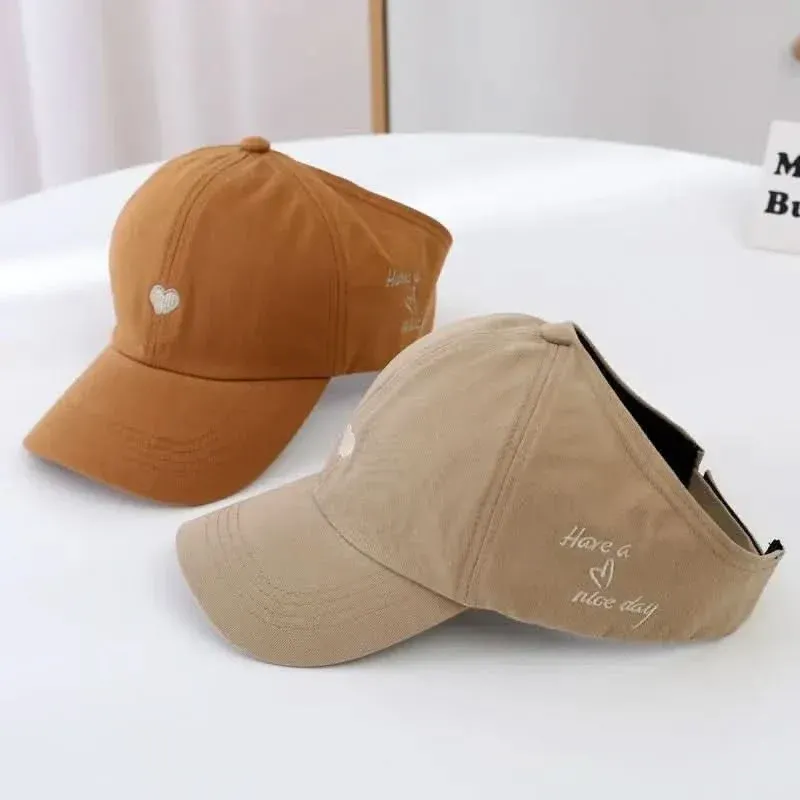 Summer Sunshade Baseball Cap for Kids - Embroidered Heart Design, Lightweight & Breathable, Perfect for Ages 5-10 4