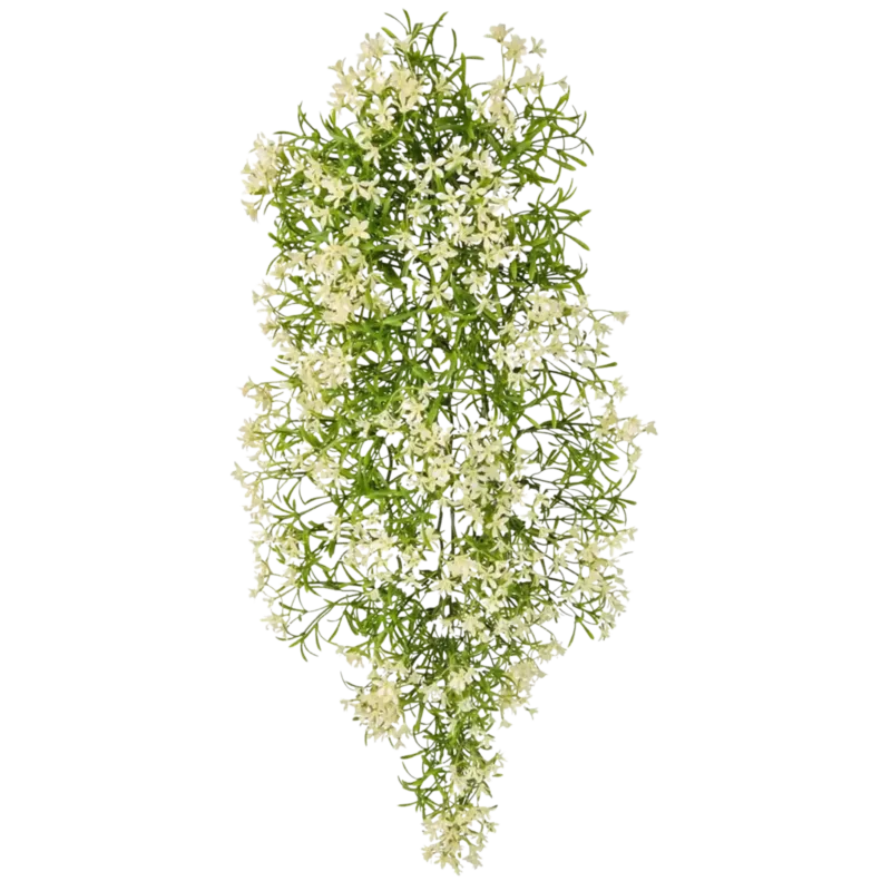 Künstliche Hängeblühpflanze - Winfried, 67 cm, Kunstpflanze von aplanta, feuerhemmend, B1-zertifiziert, Steckpflanze, in Weiß