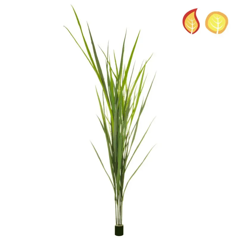 Künstliches Schilfgras - Anton, 180 cm, Kunstpflanze von aplanta, UV-beständig, feuerhemmend, B1-zertifiziert, in Grün