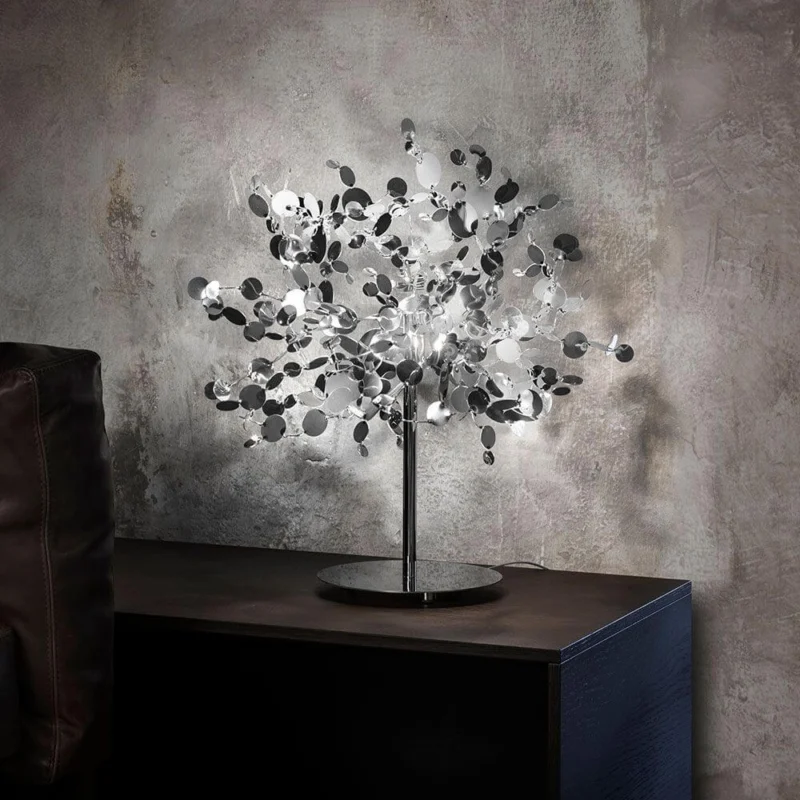 Terzani Argent Design-Tischlampe Edelstahl mit schimmernden Metallscheiben, handgefertigt von Terzani