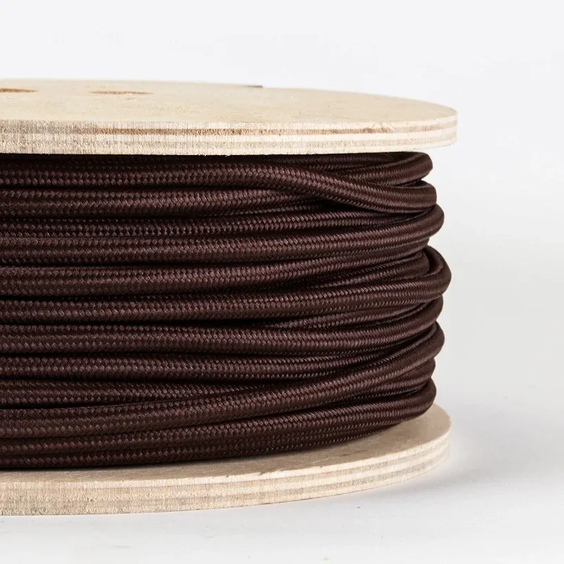 Vintage Textilkabel Rund 3-Adrig Dunkelbraun 0,75mm