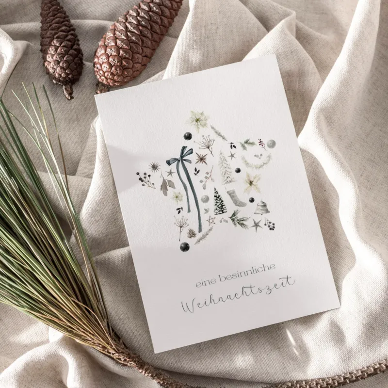 Weihnachtskarte auf Strukturpapier Stern Calm A6