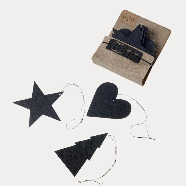 Papieranhänger pulp 12er Set - schwarz