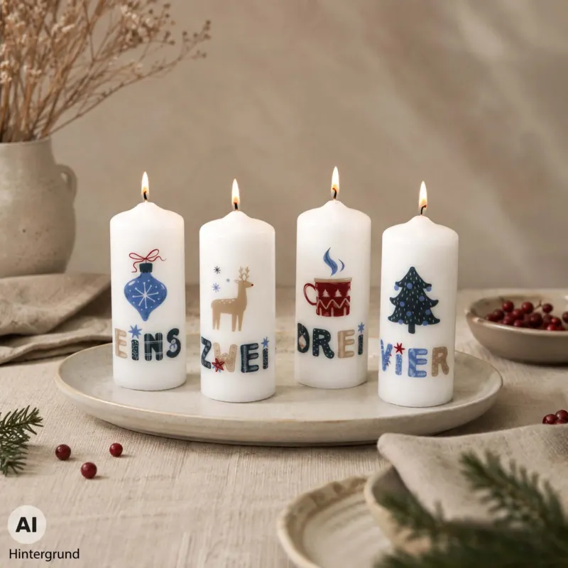 Adventskerzen mit Zahlen - Hygge