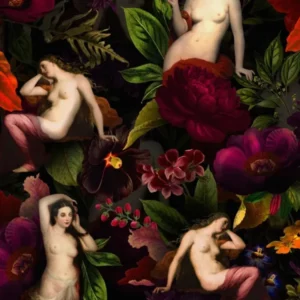Antique Nymphs In Flower Night Garden