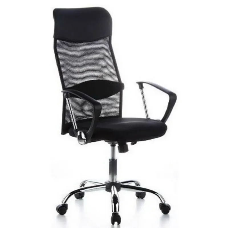 Schwarzer Home-Office-Chefsessel ARIA HIGH mit Netzrückenlehne und Armlehnen von hjh OFFICE