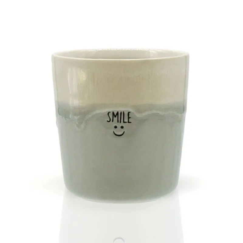 Mea Living Becher „Smile“ – Steingut Tasse Grau – 280 ml – Handgemacht Geschenkidee