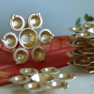 Metal Diya urli for Diwali Decor
