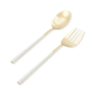 Bianco Salad Serving Set, Gold, 2 Pieces – Elegant and Durable Kitchen Utensils - Exporgin - Global Shopping Site
