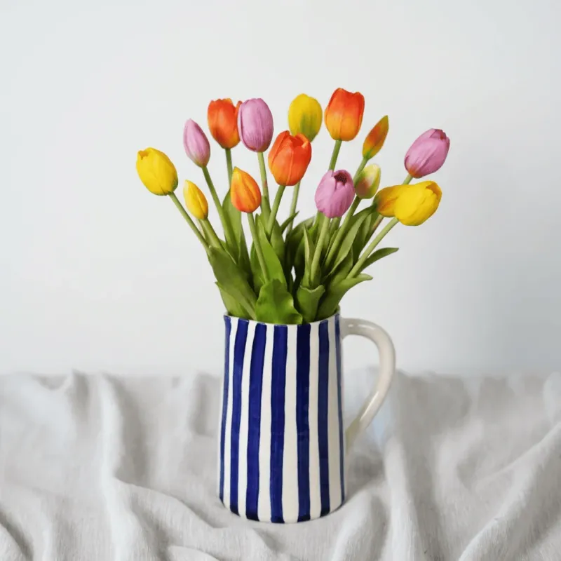 Bouquet de tulipes artificielles Clémentine jaune orange et rose Flowrette