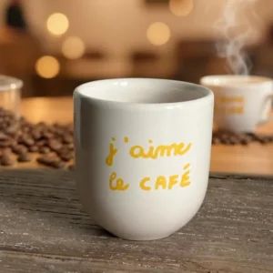Keramik Becher “j’aime le Café” stylische Kaffeetasse