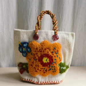 La fleur et le papillon – Cabas Tasche Écru