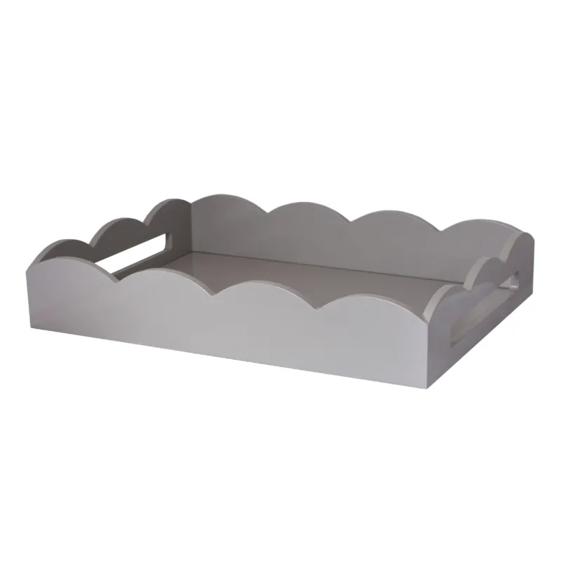 Chiffon Grey Medium Lacquered Scallop Serving Tray - Addison Ross Ltd UK
