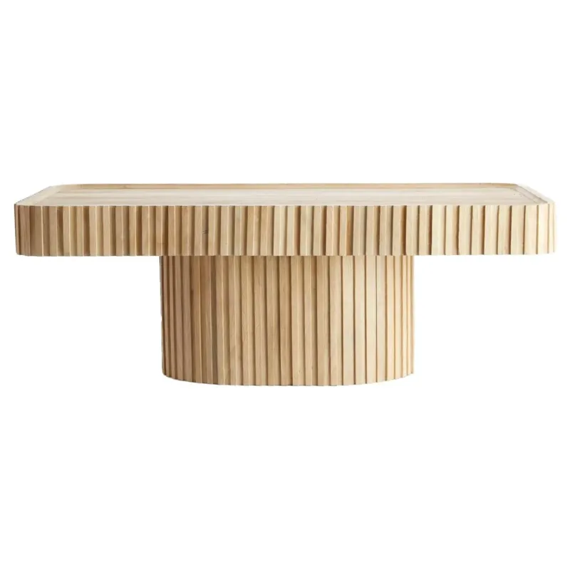 Couchtisch aus Mangoholz in Natur mit geriffelter Oberfläche