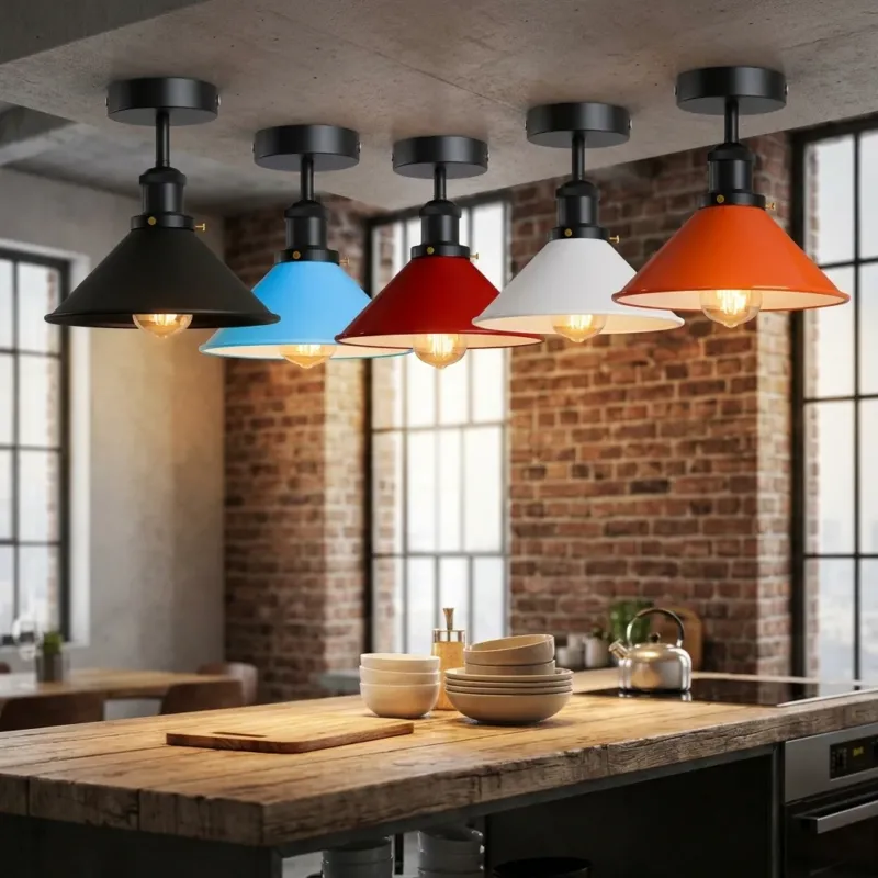 Retro Bistrolampe Decke – Industrie Vintage Deckenleuchte | Ø22cm | E27 ~4007