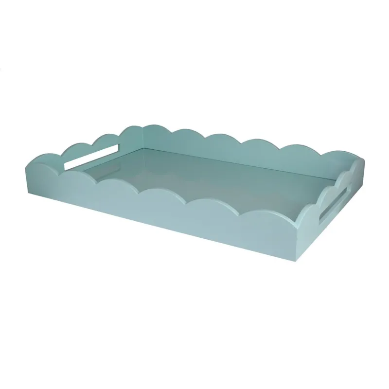 Eau De Nil Large Lacquered Scallop Ottoman Tray - Addison Ross Ltd UK
