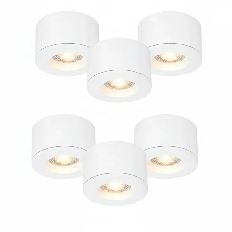 Malmbergs MD-29 LED Kit weiß 6er Set LED Spots Einbau & Aufbau dimmbar IP44 36mm – Einbaustrahler IP44, dimmbar, 36mm