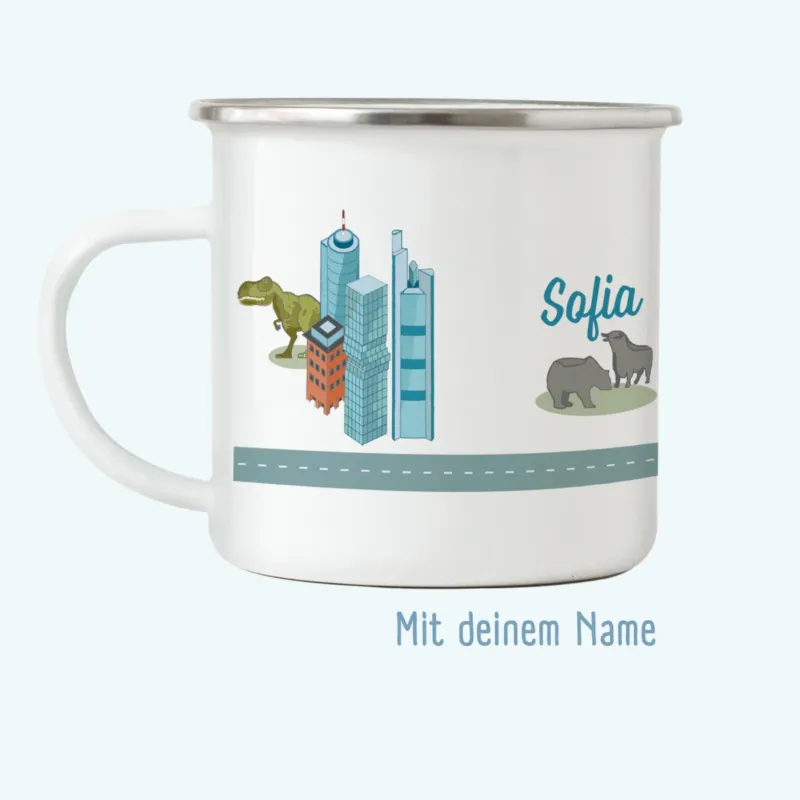 Emaille - Tasse Frankfurt - mit Namen | HappyCITYKids