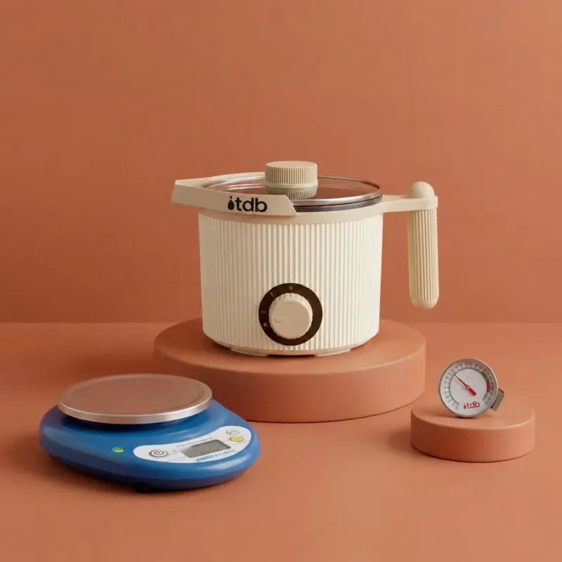 Équipement de base - Fondoir à cire, balance et thermomètre - Terre de Bougies