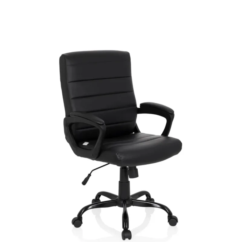 Schwarzer Home-Office-Chefsessel ERGOSMOOTH BIG mit gestepptem Bezug und Armlehnen von hjh OFFICE