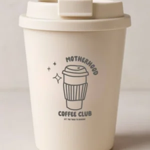 Coffee to Go Becher „Motherhood Coffee Club“ 350 ml – Creme mit Print