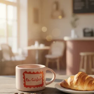 Keramiktasse Le Cafè – Helles Rosa, 350ml – Ideale Tasse für Kaffee & Tee