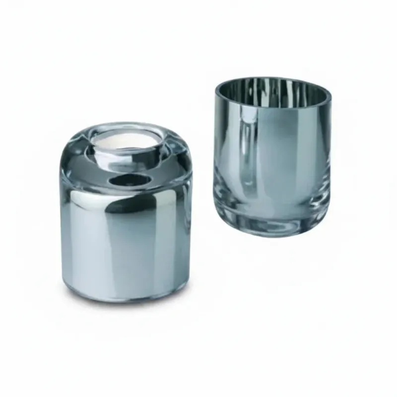 GLAM Silber Dekoglas Glas Chrom Teelichthalter Kerzenleuchter Rund Tee – Vase / Glasvase / Deko-Vase – stilvolles Wohnaccesso
