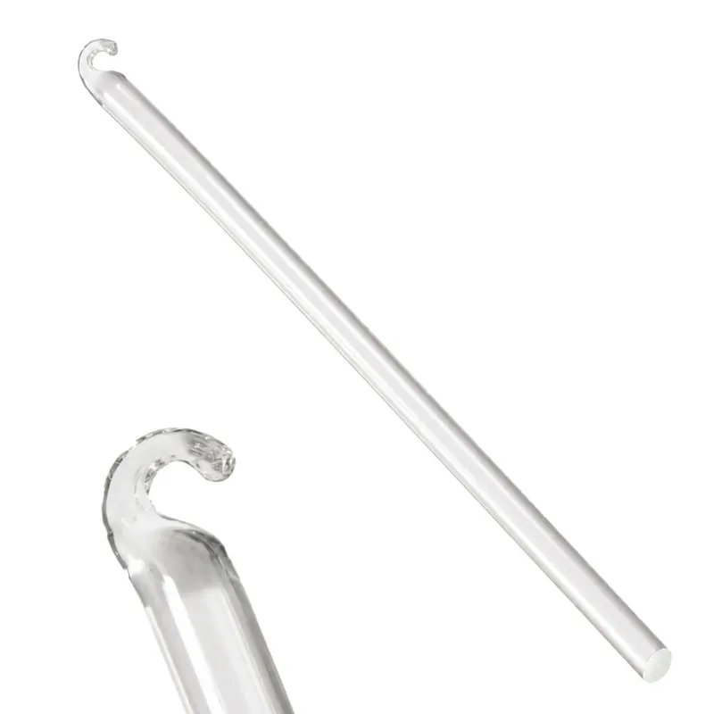 Glasstab mit Haken 26 cm aus klarem Glas als Lampenbehang und Lüsterbehang