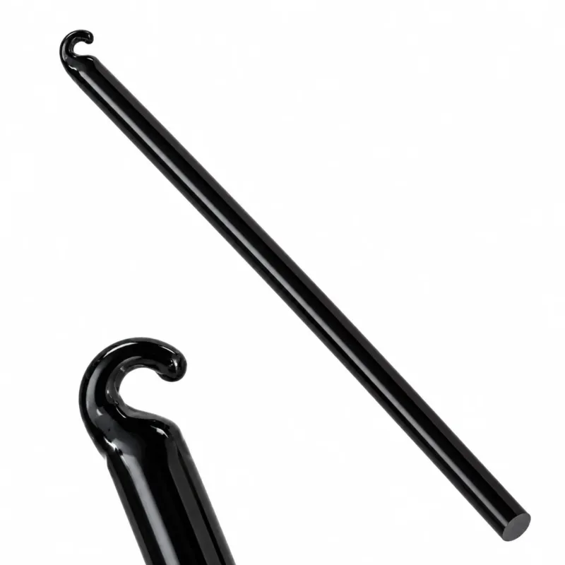 Schwarzer Glasstab mit Haken 26 cm als Lampenbehang und Lüsterbehang