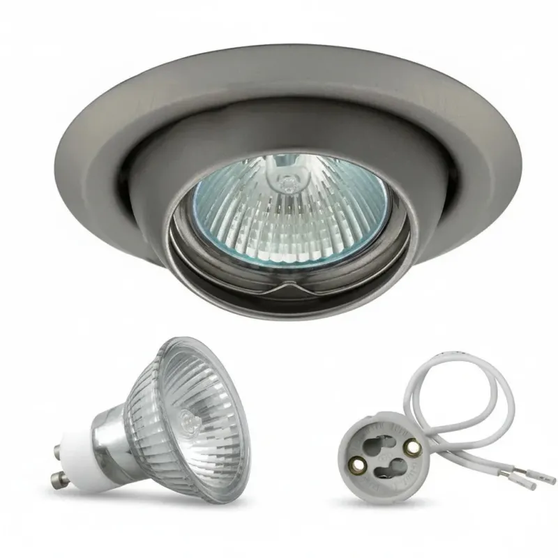 Halogen Einbaustrahler Set 230V GU10 schwenkbar Saturn – Einbaustrahler IP20, schwenkbar, dimmbar, 50mm