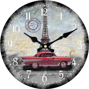 Retro Wanduhr Paris mit Oldtimer