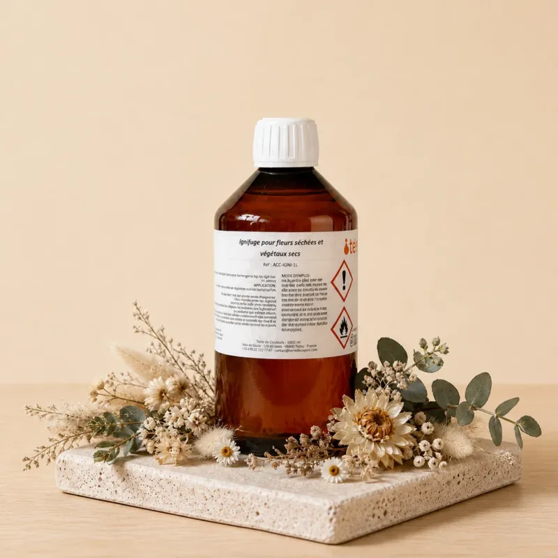 Ignifuge pour fleurs séchées et végétaux secs kit accessoire fabrication bougie maison DIY Terre de Bougies