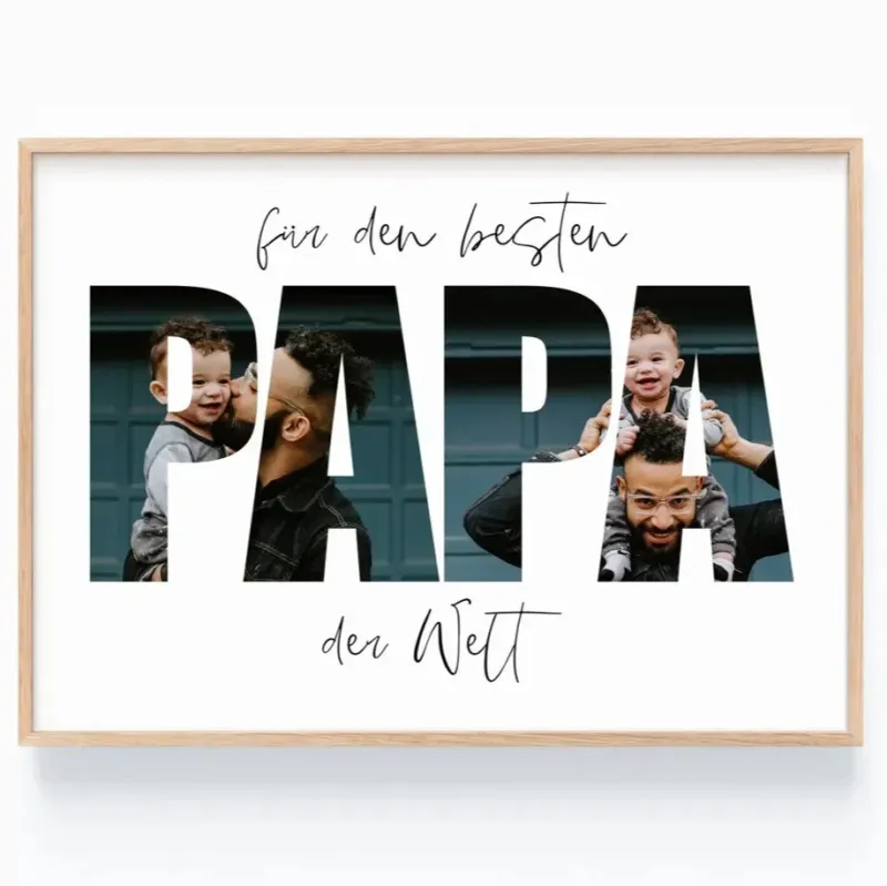 Personalisiertes Papa Poster mit eigenen Fotos – Geschenk für den besten Papa der Welt