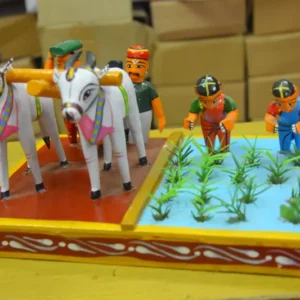 Hand Crafted, Wooden Traditional Farming I Cultivation Showpiece