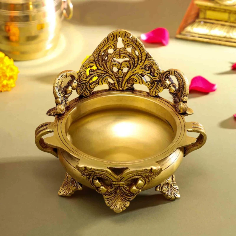 Brass Handcarved urli bowl (6.5 inch)