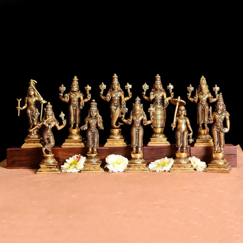 Brass Superfine Dashavatar/ Vishnu Avatar Statue Set (6.5 INCH)