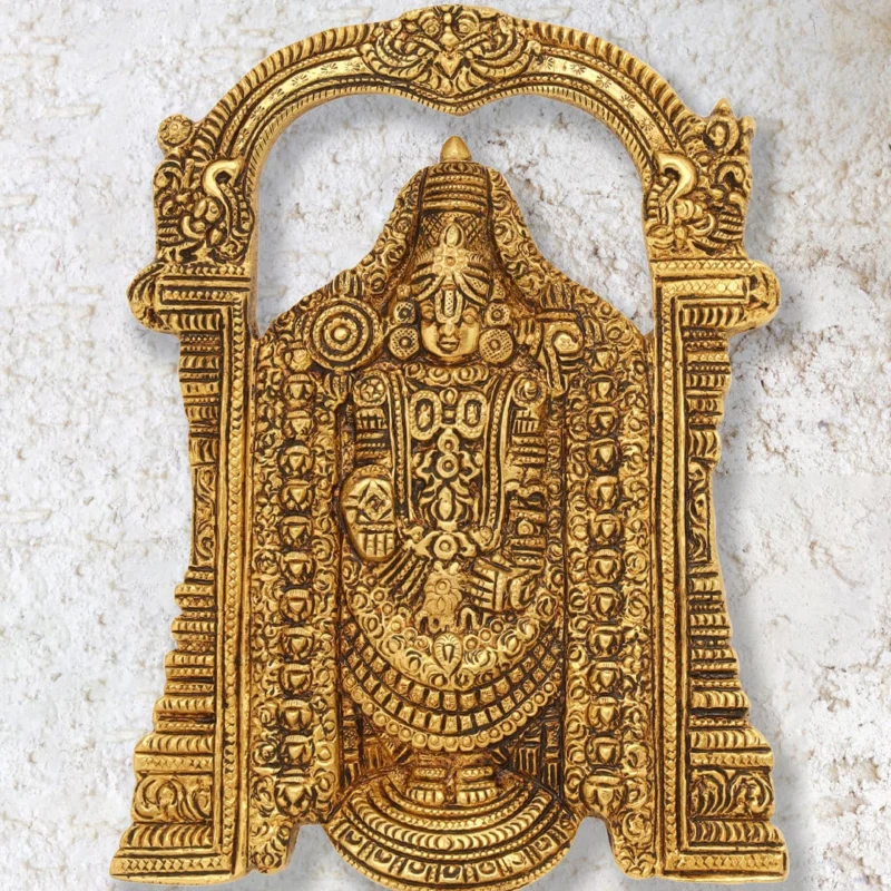 Brass Titupati Balaji/Venkateshwara Idol Wall Hanging (7.5 INCH)