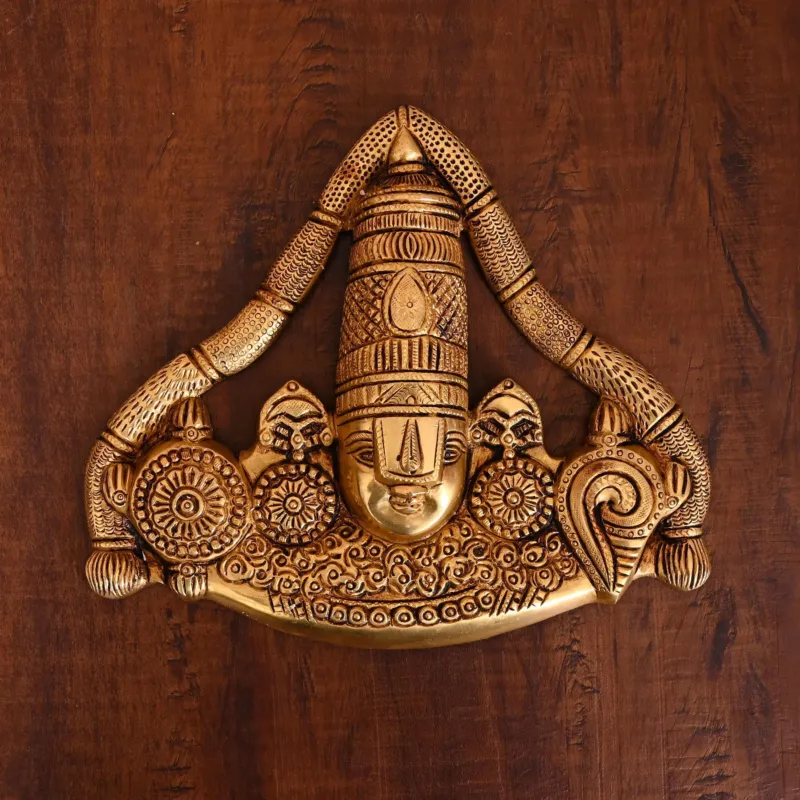 Brass Tirupati Balaji/Venkateshwar Face Wall Hanging (8.5 INCH)