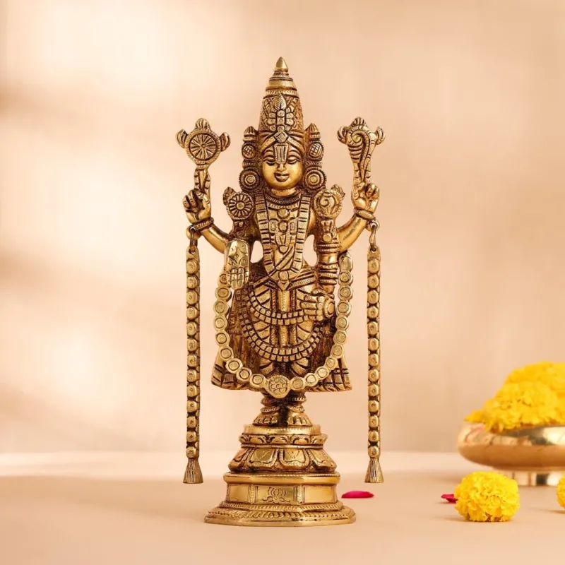 Brass Tirupati Balaji/Venkateshwar Idol (10.5 INCH)