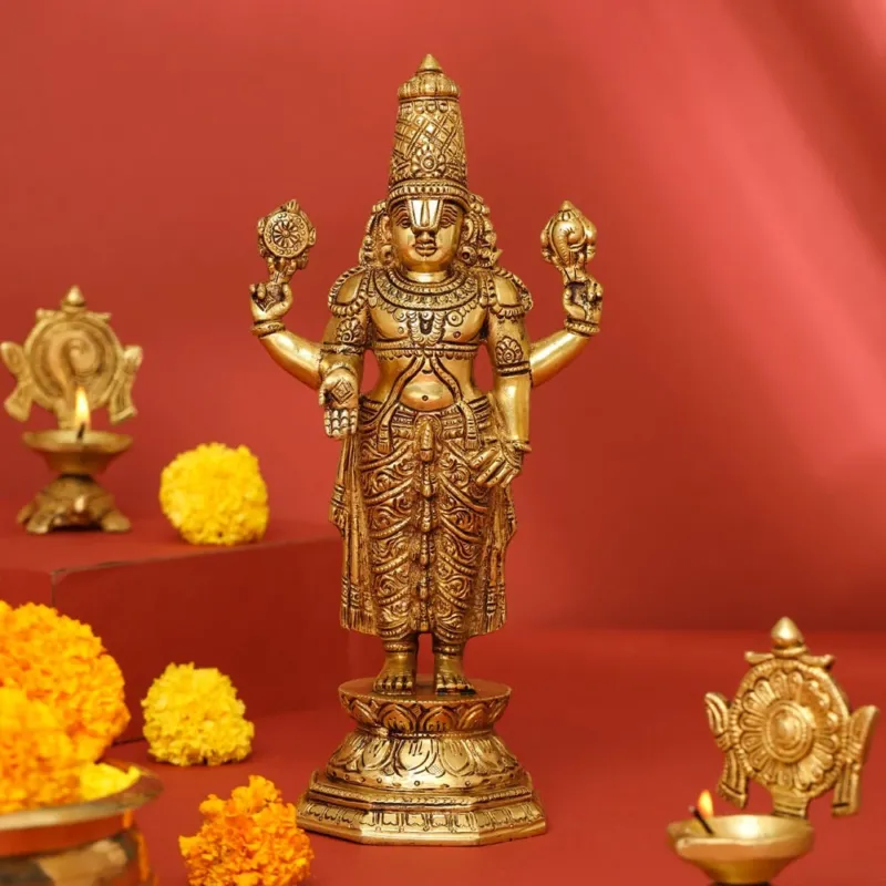 Brass Tirupati Balaji/Venkateshwar Idol (11.5 INCH)