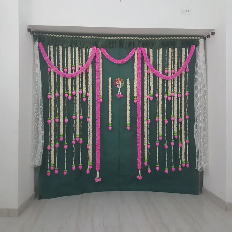 Lily and Lotus Flower Sola wood Pooja Backdrop Kit