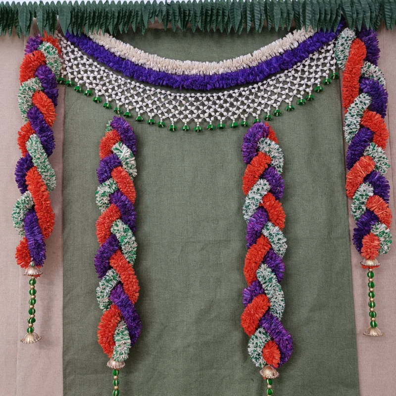 Backdrop Kit with Twisted Solawood Garlands with Jasmine net