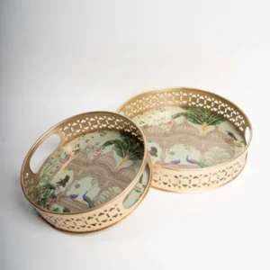 Trending Pichwai Print Metal Tray 10" & 8"