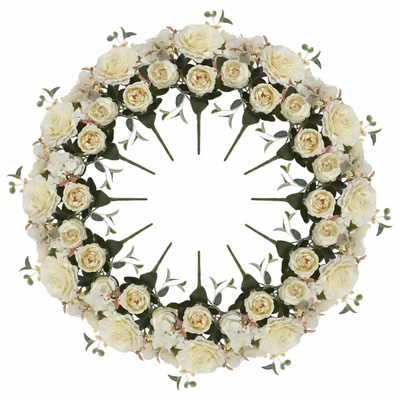 Kunstblumen Pfingstrosen 12er Großpackung – Seidenblumen-Sträuße mit Hortensien, 29 cm, für Hochzeit, Floristik & Heimdeko