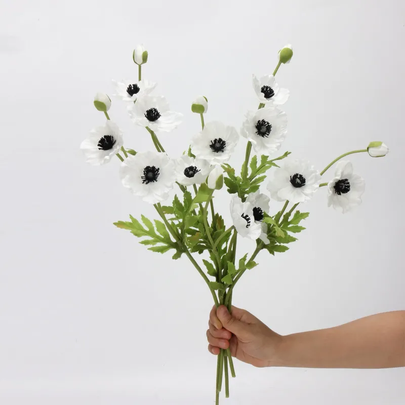 Mohnblume künstlich 38 cm, hochwertiger Real Touch Mohn-Stiel, täuschend echt für Vase, Hochzeitsdeko, Arrangements & Landhausstil