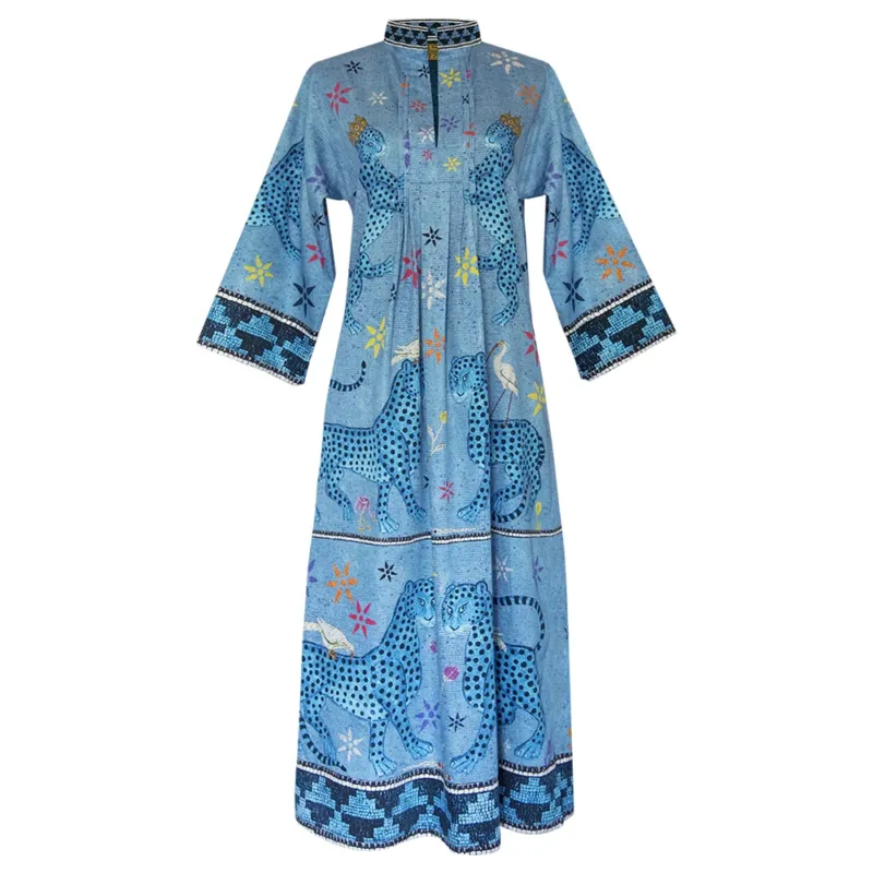 Kaftan MOSAIC Turchese aus 100% Baumwolle der Marke Ortigia Sicilia